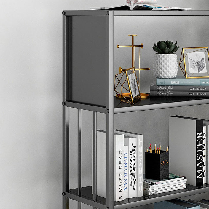 Modern Style Metal Bookshelf Black Open Back Bookcase for Home Office Clearhalo 'Bookcases' 'furn' 'furn_bookcases' 'Furniture' 'Office Furniture' 5350239