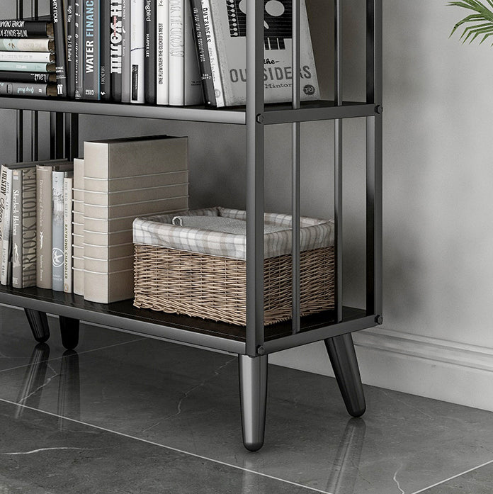 Modern Style Metal Bookshelf Black Open Back Bookcase for Home Office Clearhalo 'Bookcases' 'furn' 'furn_bookcases' 'Furniture' 'Office Furniture' 5350241