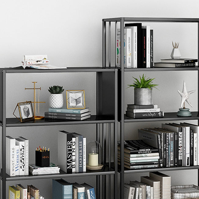 Modern Style Metal Bookshelf Black Open Back Bookcase for Home Office Clearhalo 'Bookcases' 'furn' 'furn_bookcases' 'Furniture' 'Office Furniture' 5350244