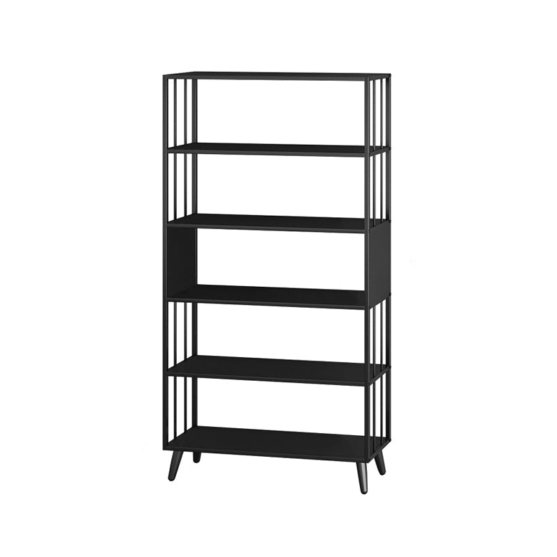 Modern Style Metal Bookshelf Black Open Back Bookcase for Home Office 39.4"L x 11.8"W x 68.9"H Clearhalo 'Bookcases' 'furn' 'furn_bookcases' 'Furniture' 'Office Furniture' 5350247