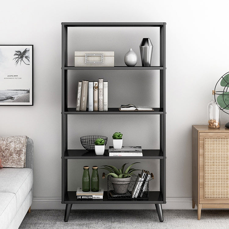 Modern Style Metal Bookshelf Black Open Back Bookcase for Home Office Clearhalo 'Bookcases' 'furn' 'furn_bookcases' 'Furniture' 'Office Furniture' 5350248