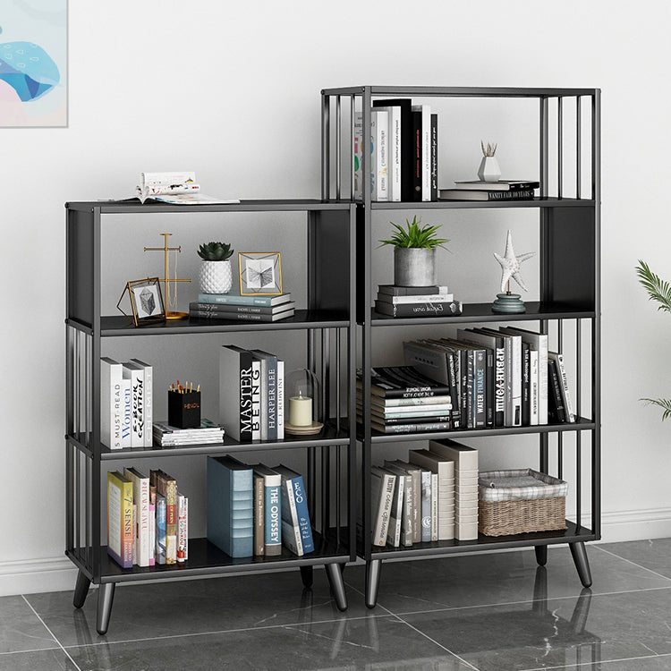 Modern Style Metal Bookshelf Black Open Back Bookcase for Home Office Clearhalo 'Bookcases' 'furn' 'furn_bookcases' 'Furniture' 'Office Furniture' 5350250