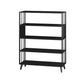 Modern Style Metal Bookshelf Black Open Back Bookcase for Home Office 47.2"L x 11.8"W x 56.3"H Clearhalo 'Bookcases' 'furn' 'furn_bookcases' 'Furniture' 'Office Furniture' 5350253