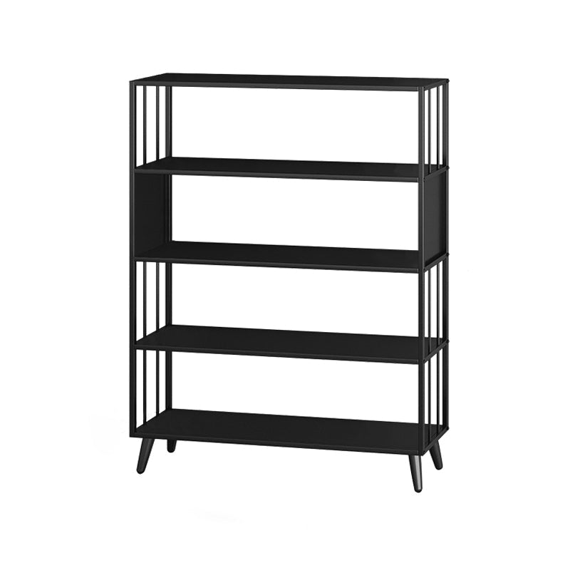 Modern Style Metal Bookshelf Black Open Back Bookcase for Home Office 47.2"L x 11.8"W x 56.3"H Clearhalo 'Bookcases' 'furn' 'furn_bookcases' 'Furniture' 'Office Furniture' 5350253