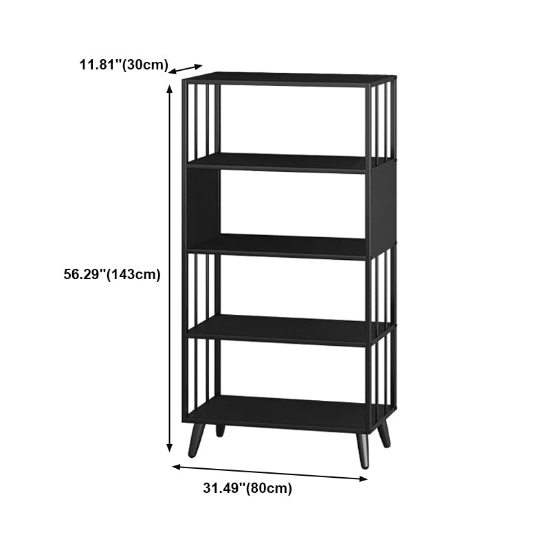 Modern Style Metal Bookshelf Black Open Back Bookcase for Home Office Clearhalo 'Bookcases' 'furn' 'furn_bookcases' 'Furniture' 'Office Furniture' 5350264