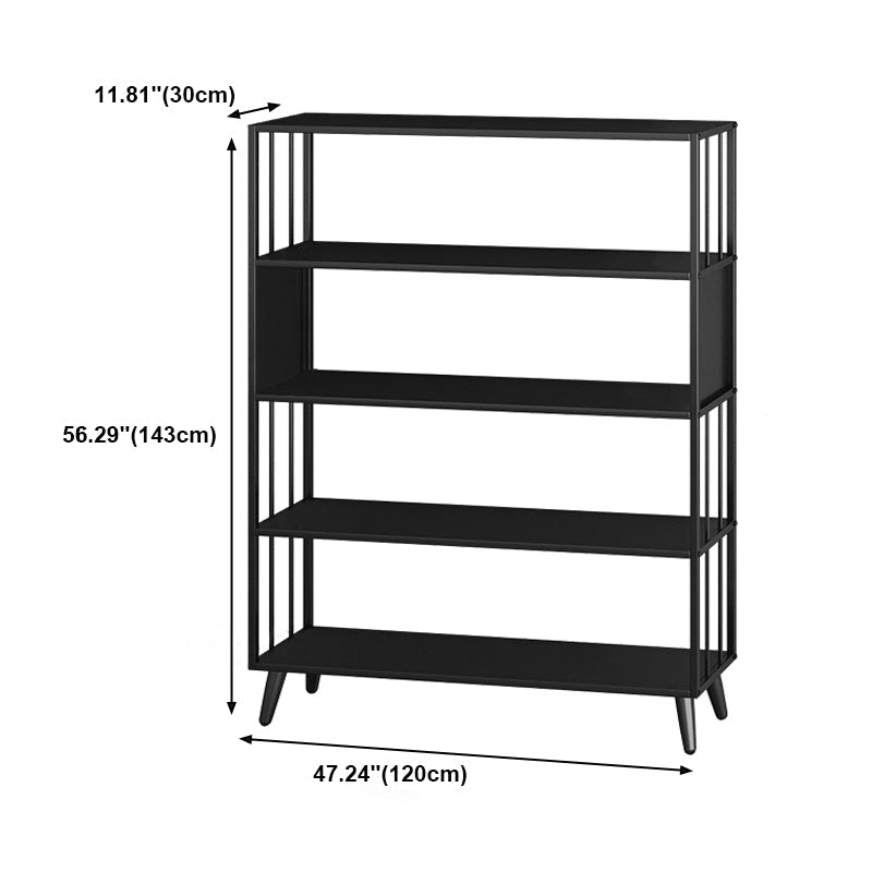 Modern Style Metal Bookshelf Black Open Back Bookcase for Home Office Clearhalo 'Bookcases' 'furn' 'furn_bookcases' 'Furniture' 'Office Furniture' 5350266