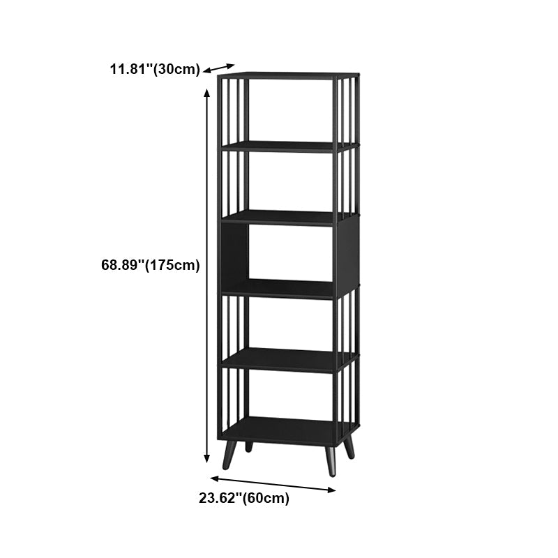 Modern Style Metal Bookshelf Black Open Back Bookcase for Home Office Clearhalo 'Bookcases' 'furn' 'furn_bookcases' 'Furniture' 'Office Furniture' 5350267