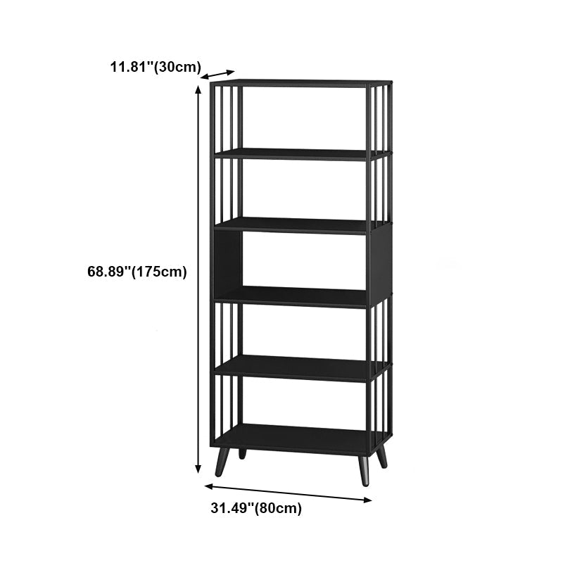 Modern Style Metal Bookshelf Black Open Back Bookcase for Home Office Clearhalo 'Bookcases' 'furn' 'furn_bookcases' 'Furniture' 'Office Furniture' 5350268