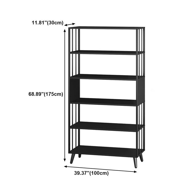 Modern Style Metal Bookshelf Black Open Back Bookcase for Home Office Clearhalo 'Bookcases' 'furn' 'furn_bookcases' 'Furniture' 'Office Furniture' 5350269