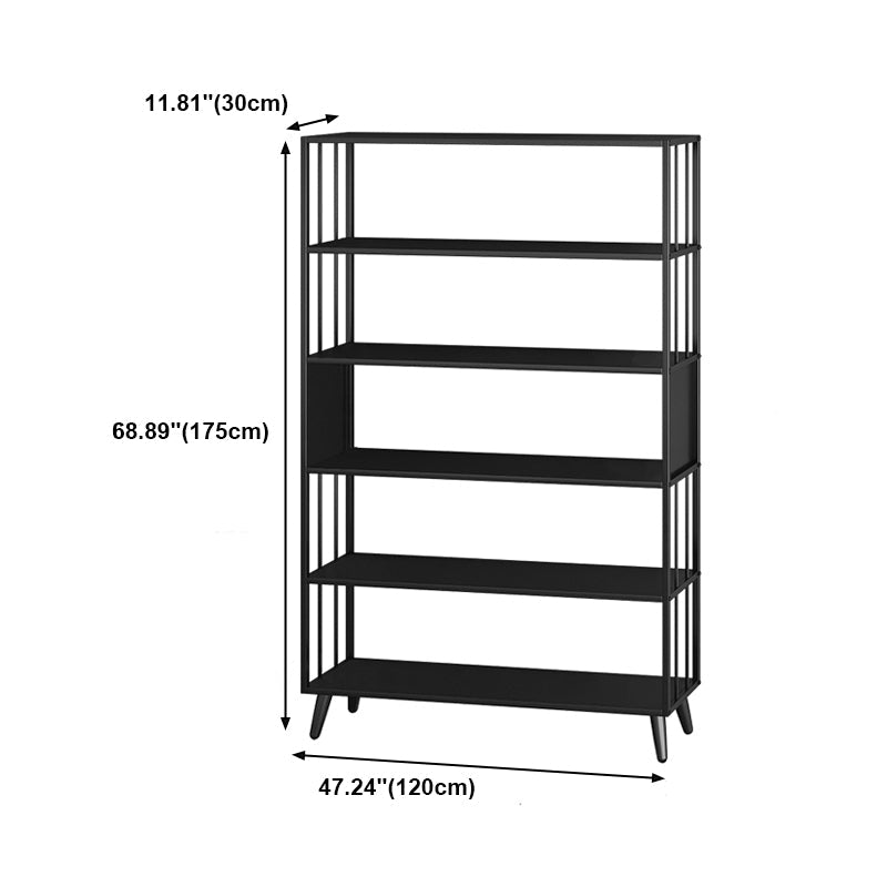 Modern Style Metal Bookshelf Black Open Back Bookcase for Home Office Clearhalo 'Bookcases' 'furn' 'furn_bookcases' 'Furniture' 'Office Furniture' 5350270