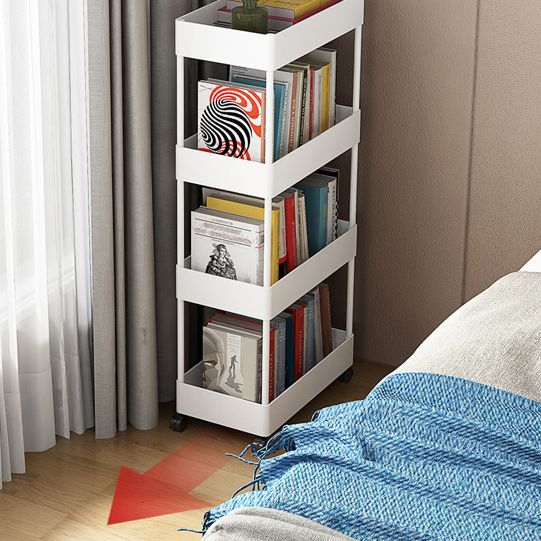 Zeitgenössischer Bücherregal Plastik Open Back Bücherregal für Büro mit Zaubererrädern