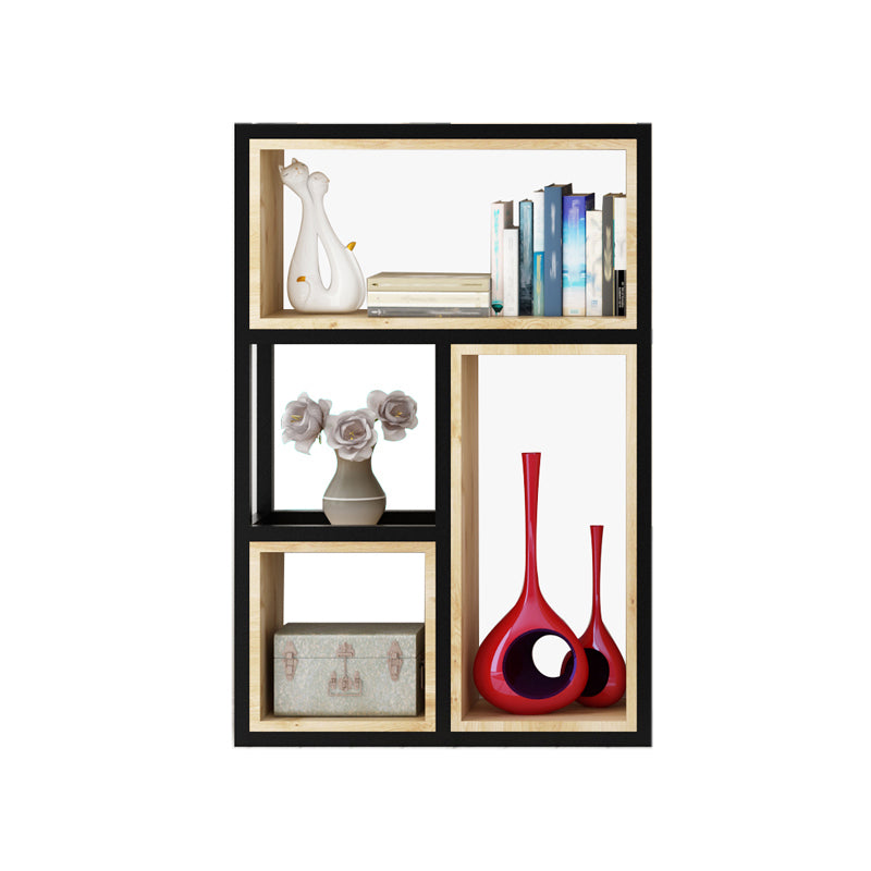 Estantería de estilo moderno marco de metal negro abiertamente estantería para la oficina en casa