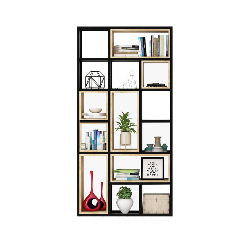 Estantería de estilo moderno marco de metal negro abiertamente estantería para la oficina en casa