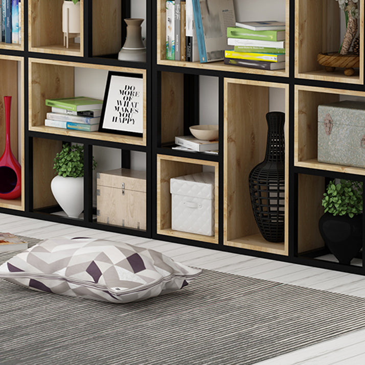 Estantería de estilo moderno marco de metal negro abiertamente estantería para la oficina en casa