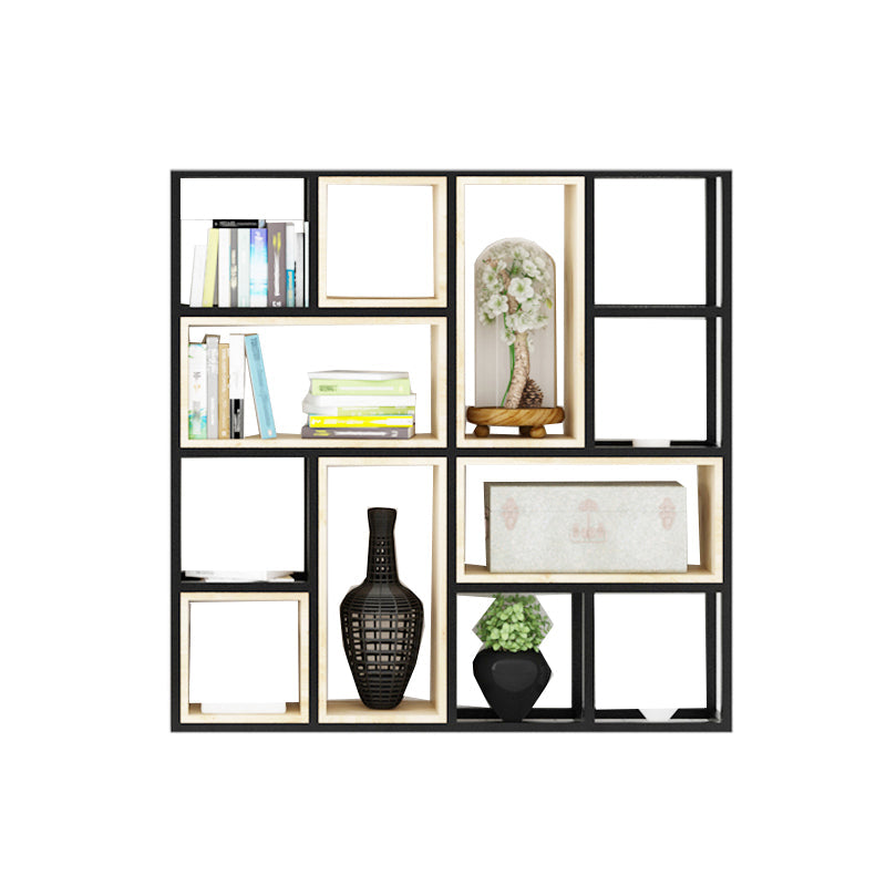 Estantería de estilo moderno marco de metal negro abiertamente estantería para la oficina en casa