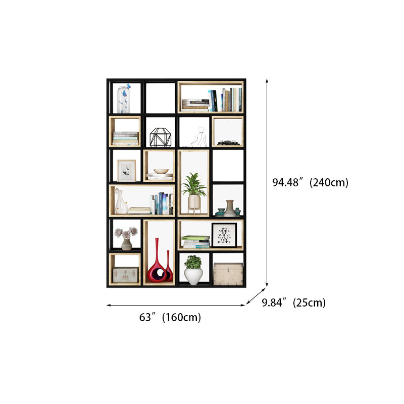 Estantería de estilo moderno marco de metal negro abiertamente estantería para la oficina en casa