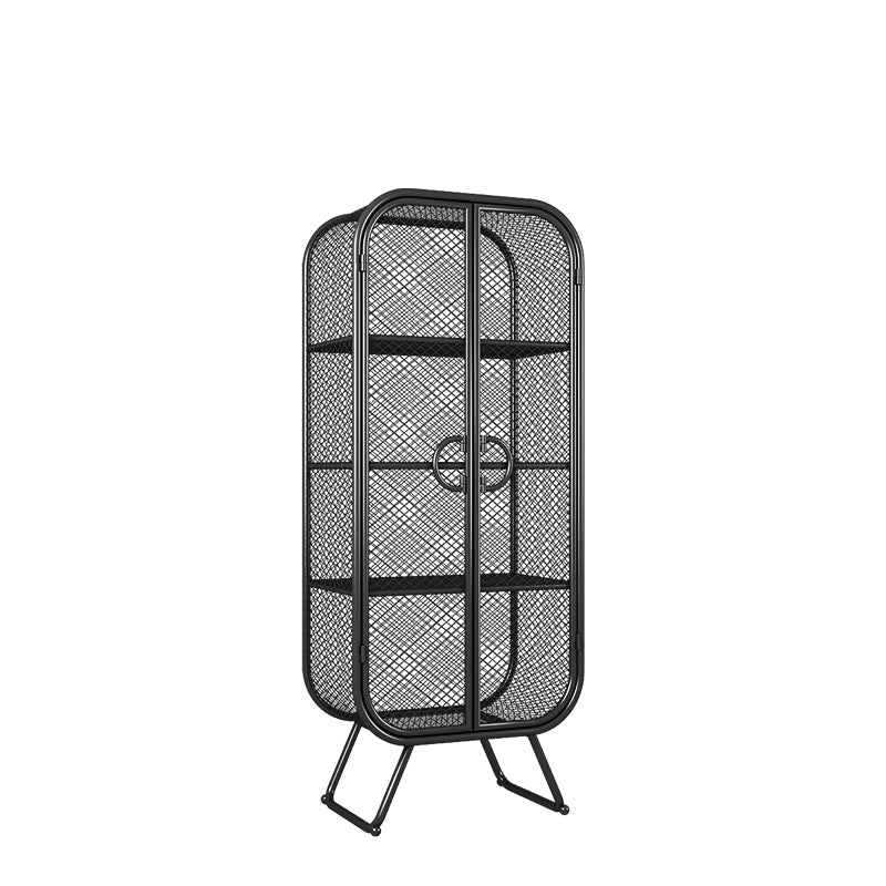 Metal Modern Style Bookcase Closed Back Bookshelf with Door for Home Office