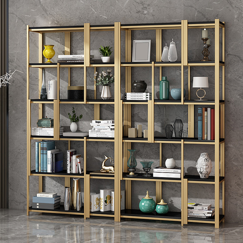 Modern Style Bookcase Gold Frame Metal Open Back Bookshelf for Home Office Clearhalo 'Bookcases' 'furn' 'furn_bookcases' 'Furniture' 'Office Furniture' 5350468