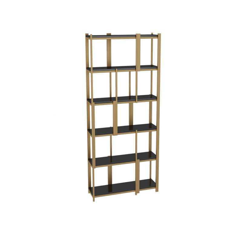 Modern Style Bookcase Gold Frame Metal Open Back Bookshelf for Home Office 31.5"L x 11.8"W x 78.7"H Clearhalo 'Bookcases' 'furn' 'furn_bookcases' 'Furniture' 'Office Furniture' 5350469