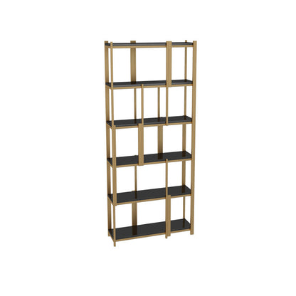 Modern Style Bookcase Gold Frame Metal Open Back Bookshelf for Home Office 31.5"L x 11.8"W x 78.7"H Clearhalo 'Bookcases' 'furn' 'furn_bookcases' 'Furniture' 'Office Furniture' 5350469