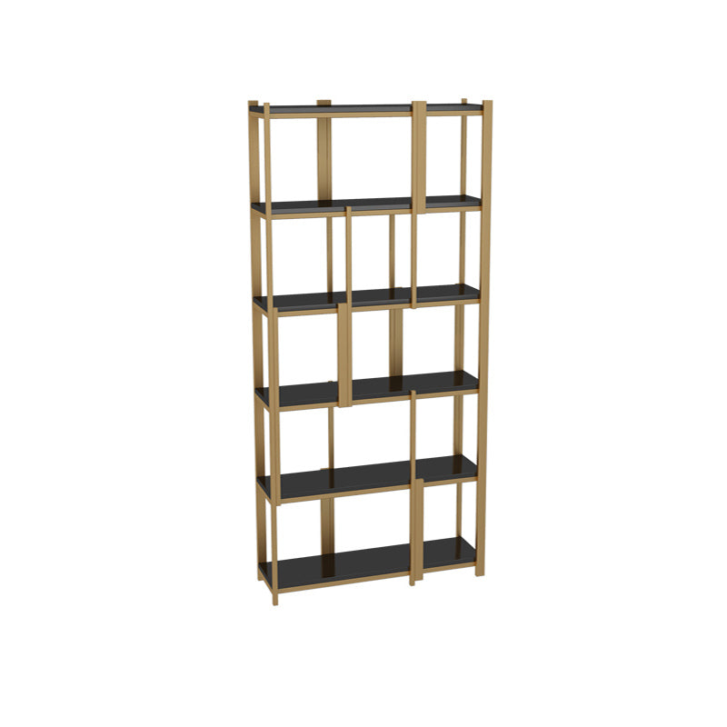 Modern Style Bookcase Gold Frame Metal Open Back Bookshelf for Home Office 39"L x 12"W x 79"H Clearhalo 'Bookcases' 'furn' 'furn_bookcases' 'Furniture' 'Office Furniture' 5350472