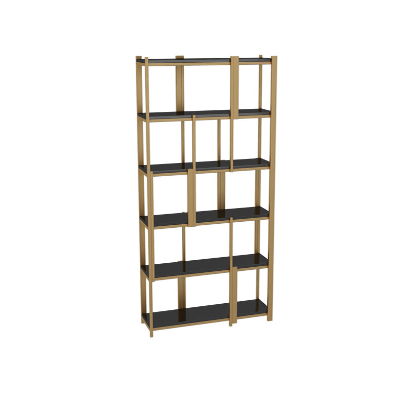 Modern Style Bookcase Gold Frame Metal Open Back Bookshelf for Home Office 47"L x 12"W x 79"H Clearhalo 'Bookcases' 'furn' 'furn_bookcases' 'Furniture' 'Office Furniture' 5350474