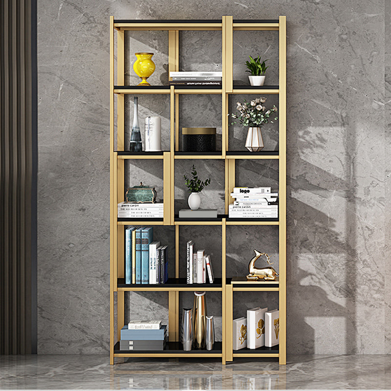 Modern Style Bookcase Gold Frame Metal Open Back Bookshelf for Home Office Clearhalo 'Bookcases' 'furn' 'furn_bookcases' 'Furniture' 'Office Furniture' 5350475