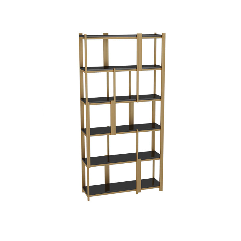 Modern Style Bookcase Gold Frame Metal Open Back Bookshelf for Home Office 59.1"L x 11.8"W x 78.7"H Clearhalo 'Bookcases' 'furn' 'furn_bookcases' 'Furniture' 'Office Furniture' 5350476