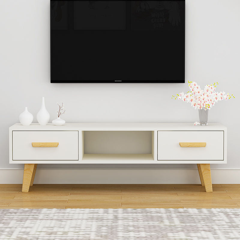 Scandinavian TV Media Stand with Drawers Wood TV Stand Console White Clearhalo 'furn' 'furn_tv_stands_entertainment_centers' 'Furniture' 'Living Room Furniture' 'TV Stands & Entertainment Centers' 'TV Stands & Media Storage Furniture' 'tv_stands_entertainment_centers' 5350576