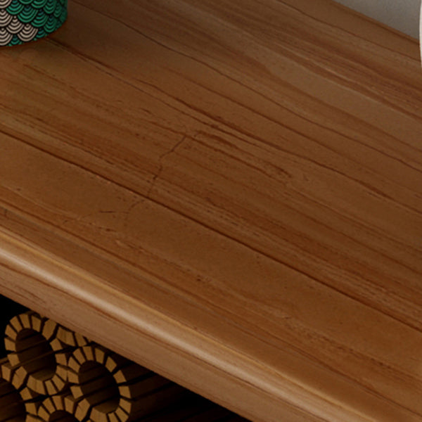 Meuble TV en bois d'hévéa marron Meuble TV style contemporain avec 2 tiroirs