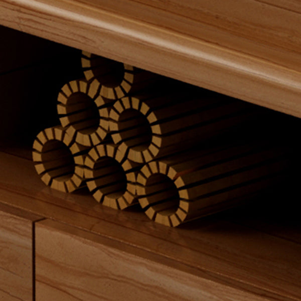 Meuble TV en bois d'hévéa marron Meuble TV style contemporain avec 2 tiroirs