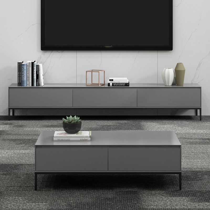 Contemporary Style TV Stand Stone and Engineered Wood TV Cabinet Clearhalo 'furn' 'furn_tv_stands_entertainment_centers' 'Furniture' 'Living Room Furniture' 'TV Stands & Entertainment Centers' 'TV Stands & Media Storage Furniture' 'tv_stands_entertainment_centers' 5350686