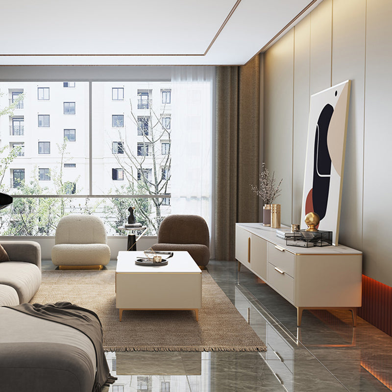 Stand de rangement de rangement ci-joint Armoire TV de style glam avec 2 tiroirs