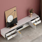 Glam 18 - Inch H TV Console , Grey / White Wood TV Stand with 4 - Drawers for Living Room