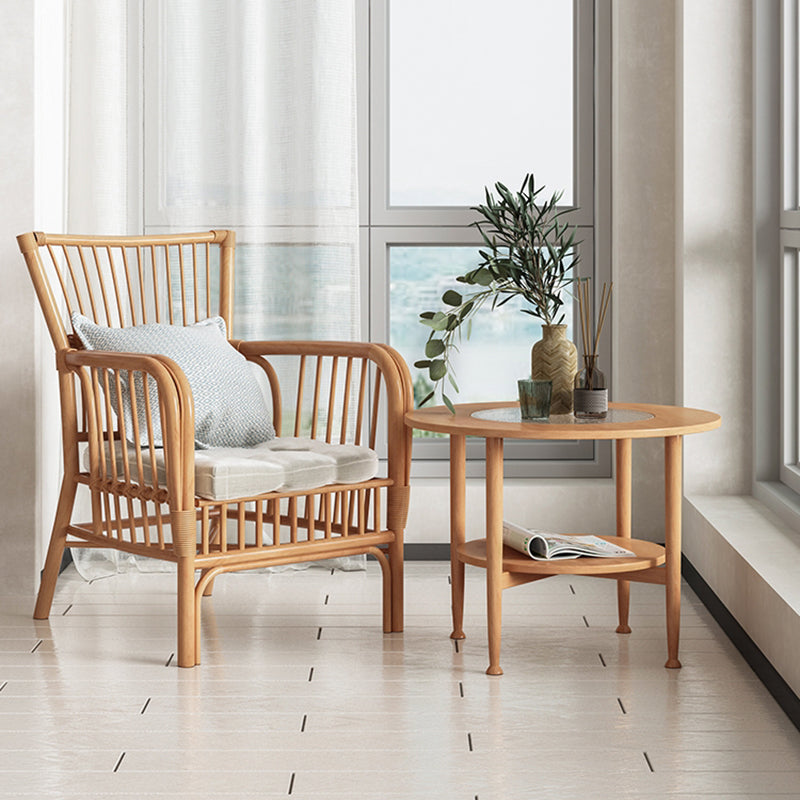 Mesa de café de madera y vidrio nórdica 4 patas de café con almacenamiento