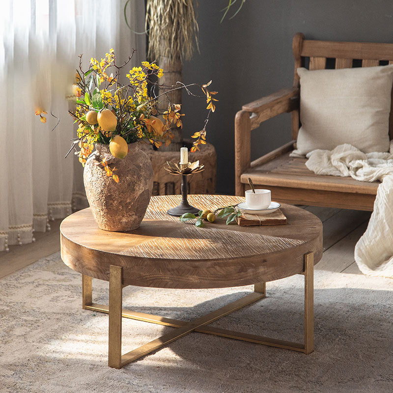 French Country Geometric Coffee or End Table Wood Coffee Table