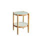 North European Wood/Glass Top Coffee Table Natural Round Cocktail Table 18"L x 18"W x 24"H Glass Clearhalo 'Coffee & Accent Tables' 'Coffee Tables' 'coffee_tables' 'furn' 'furn_coffee_tables' 'Furniture' 'Living Room Furniture' 5351464