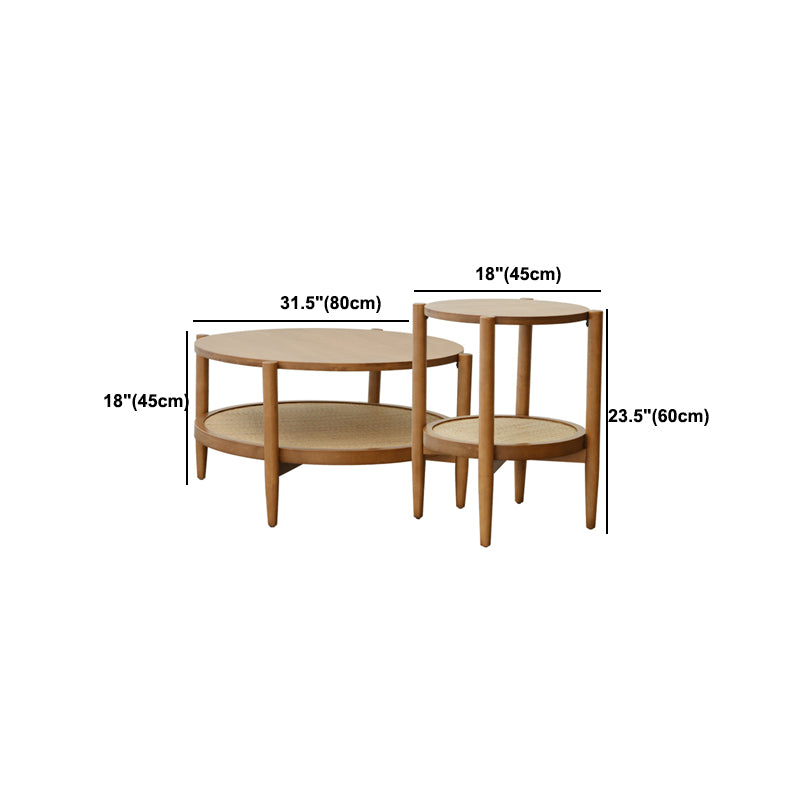 North European Wood/Glass Top Coffee Table Natural Round Cocktail Table Clearhalo 'Coffee & Accent Tables' 'Coffee Tables' 'coffee_tables' 'furn' 'furn_coffee_tables' 'Furniture' 'Living Room Furniture' 5351471