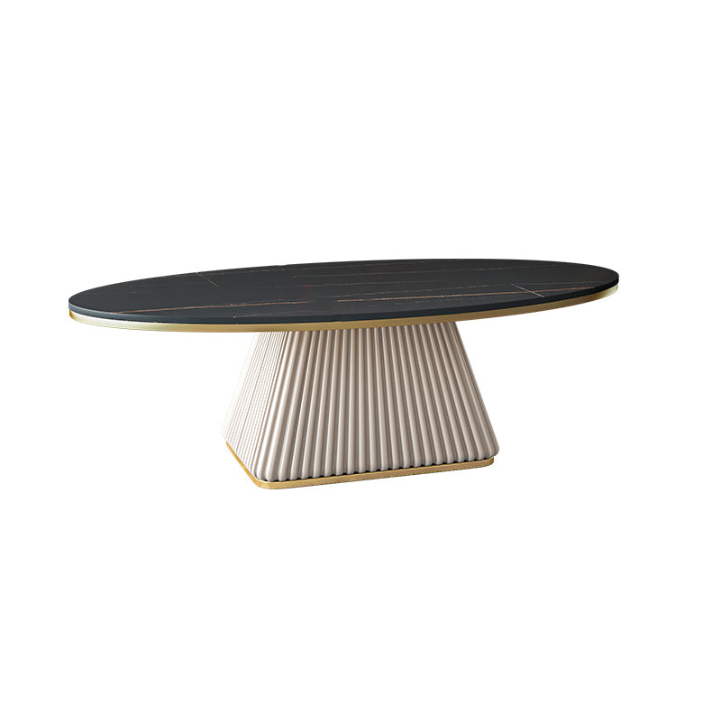 15.7 "背の高い鉄の台座黒/白い楕円形のスレートトップコーヒーテーブル