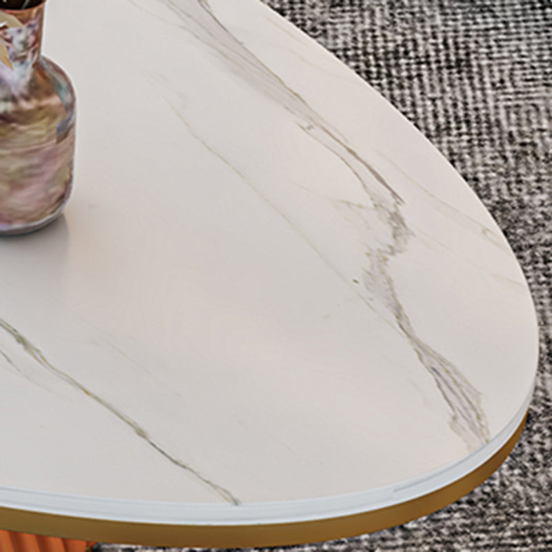 15.7 "背の高い鉄の台座黒/白い楕円形のスレートトップコーヒーテーブル