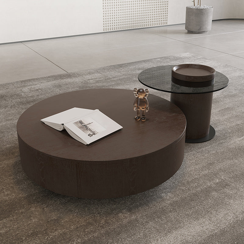 North European Round Coffee Table Wood 1 Cocktail Table with Drawers Clearhalo 'Coffee & Accent Tables' 'Coffee Tables' 'coffee_tables' 'furn' 'furn_coffee_tables' 'Furniture' 'Living Room Furniture' 5351548