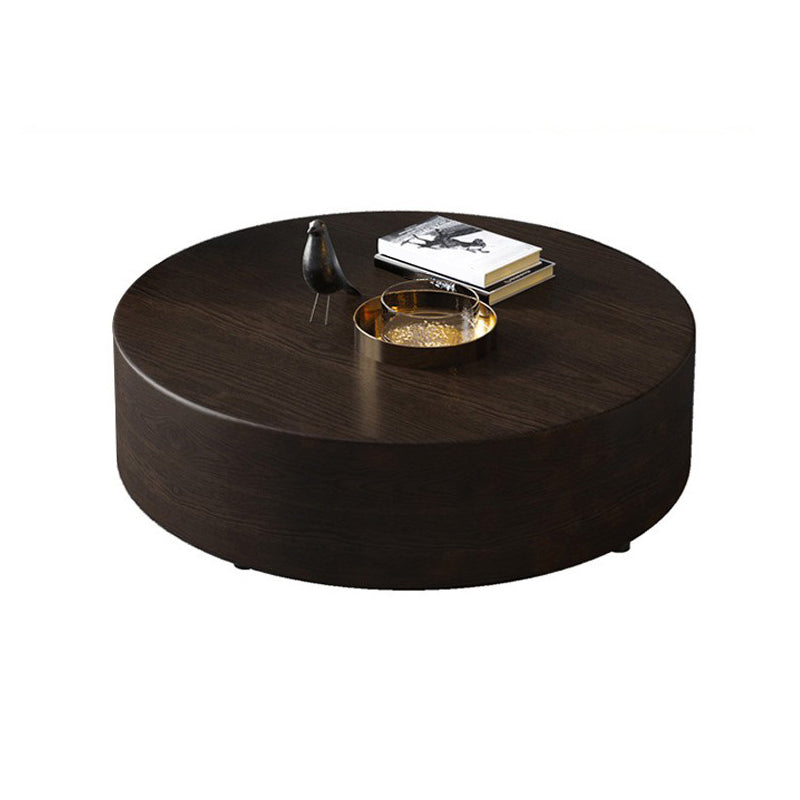 North European Round Coffee Table Wood 1 Cocktail Table with Drawers Brown Clearhalo 'Coffee & Accent Tables' 'Coffee Tables' 'coffee_tables' 'furn' 'furn_coffee_tables' 'Furniture' 'Living Room Furniture' 5351555