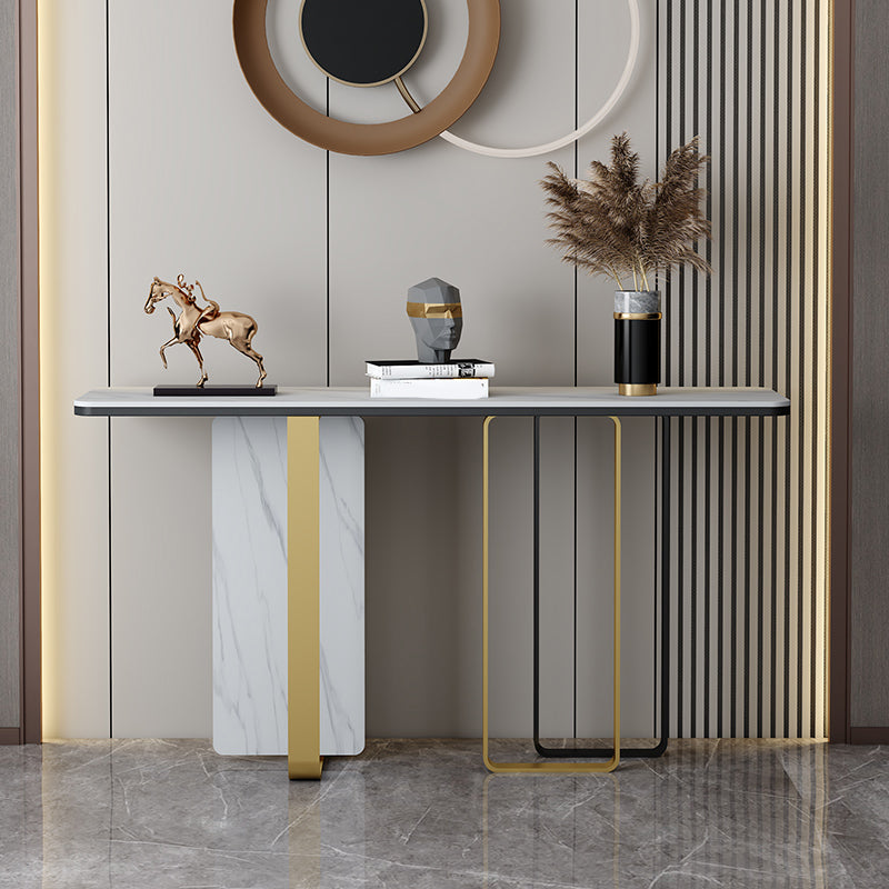 White/Black Table Glam Rectangle Console Table for Hall 31.5" High White White Clearhalo 'Console Tables' 'console_tables' 'Entry & Mudroom Furniture' 'furn' 'furn_console_tables' 'Furniture' 5351655