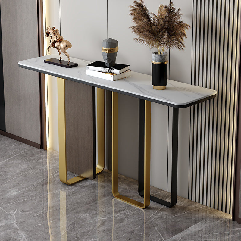 White/Black Table Glam Rectangle Console Table for Hall 31.5" High Clearhalo 'Console Tables' 'console_tables' 'Entry & Mudroom Furniture' 'furn' 'furn_console_tables' 'Furniture' 5351657