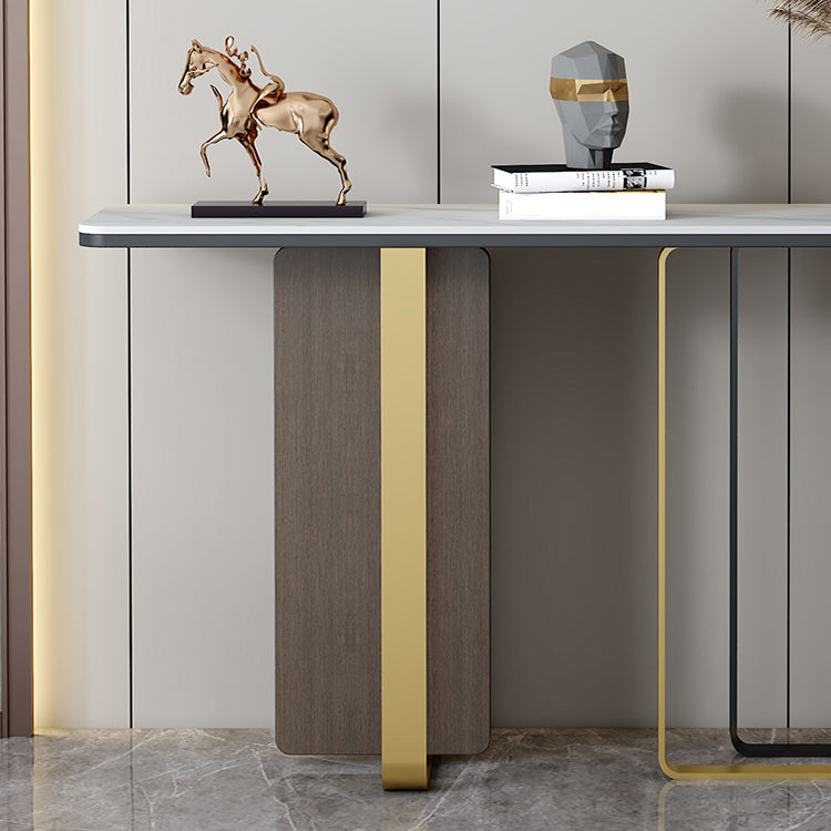 White/Black Table Glam Rectangle Console Table for Hall 31.5" High Clearhalo 'Console Tables' 'console_tables' 'Entry & Mudroom Furniture' 'furn' 'furn_console_tables' 'Furniture' 5351659