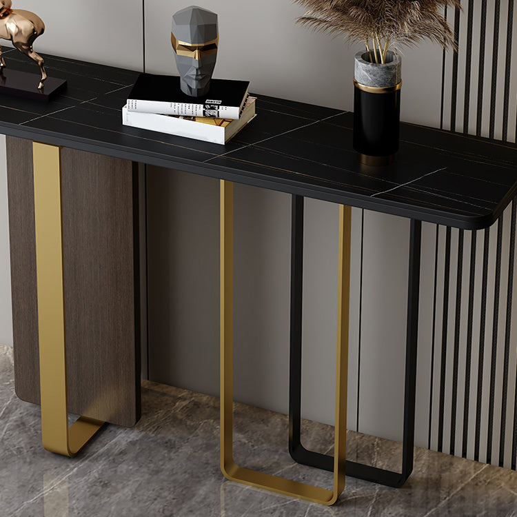 White/Black Table Glam Rectangle Console Table for Hall 31.5" High Clearhalo 'Console Tables' 'console_tables' 'Entry & Mudroom Furniture' 'furn' 'furn_console_tables' 'Furniture' 5351660