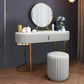 Glam Slate Top Vanity Dressing Table Set White Make-up Vanity Makeup Vanity & Mirror & Stools 31"L x 16"W x 30"H Clearhalo 'Bedroom Furniture' 'furn' 'furn_makeup_vanities' 'Furniture' 'Makeup Vanities' 'makeup_vanities' 5351787