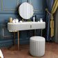 Glam Slate Top Vanity Dressing Table Set White Make-up Vanity Makeup Vanity & Mirror & Stools 47"L x 16"W x 30"H Clearhalo 'Bedroom Furniture' 'furn' 'furn_makeup_vanities' 'Furniture' 'Makeup Vanities' 'makeup_vanities' 5351789