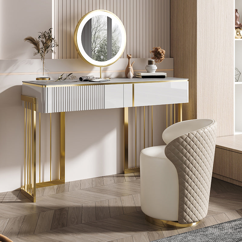 BEIGE Vanity, set di vanità in metallo alto 30 "con 2 cassetti
