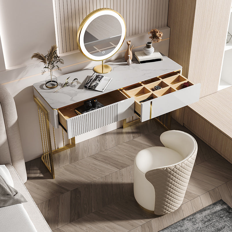 BEIGE Vanity, set di vanità in metallo alto 30 "con 2 cassetti